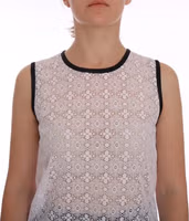 White Lace Floral Nylon Tank T-shirt 4