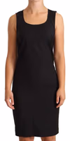 Black Cotton Blend Sleeveless Knee Length Sheath Dress 1