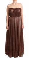 Metallic Bronze Polyester Maxi Gown Dress 1