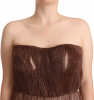 Metallic Bronze Polyester Maxi Gown Dress 3
