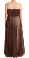 Metallic Bronze Polyester Maxi Gown Dress 4