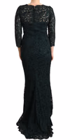 Green Floral Lace Maxi Floor Length Dress 3