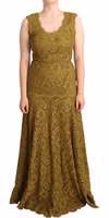 Brown Floral Lace Maxi Floor Length Dress 1
