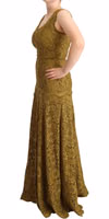 Brown Floral Lace Maxi Floor Length Dress 2