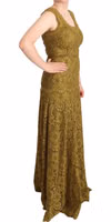 Brown Floral Lace Maxi Floor Length Dress 3
