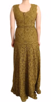 Brown Floral Lace Maxi Floor Length Dress 4