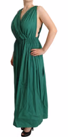 Green Cotton Sleeveless V-neck Dress 2