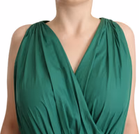 Green Cotton Sleeveless V-neck Dress 4
