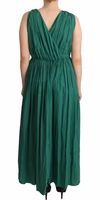 Green Cotton Sleeveless V-neck Dress 5