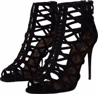 Black Suede Stiletto Heels Bette Sandals Shoes 3
