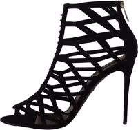 Black Suede Stiletto Heels Bette Sandals Shoes 5