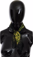 Black Yellow Floral Wrap Shawl Foulard Scarf 2