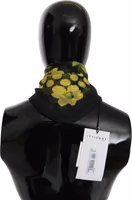 Black Yellow Floral Wrap Shawl Foulard Scarf 4