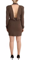Brown Acetate Long Sleeves Turtle Neck Sheath Dress 4