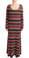 Multicolor Stripe Wool Knitted Maxi Sheath Dress 1