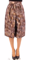 Brown Floral Silk Straight Full Skirt 1