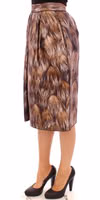 Brown Floral Silk Straight Full Skirt 2