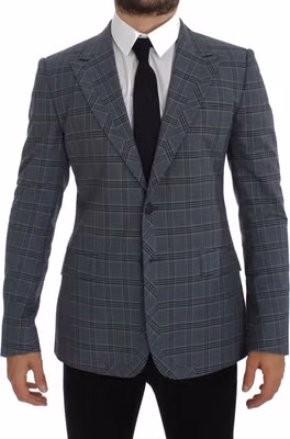 Blue Checkered Slim Fit Blazer Jacket