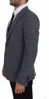 Blue Checkered Slim Fit Blazer Jacket 2