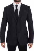 Gray Striped Slim Fit Wool Blazer 1