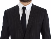 Gray Striped Slim Fit Wool Blazer 3