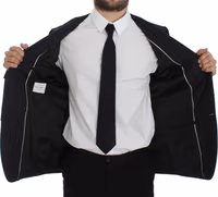 Gray Striped Slim Fit Wool Blazer 5