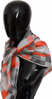 Gray Red Silk Shawl Foulard Wrap  Scarf 2
