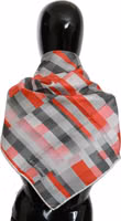 Gray Red Silk Shawl Foulard Wrap  Scarf 3
