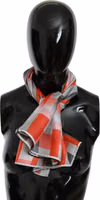Gray Red Silk Shawl Foulard Wrap  Scarf 4