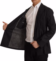 Black Polka Dotted Cotton Blazer Jacket 5