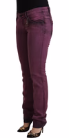 Purple Cotton Stretch Slim Fit Denim Jeans 2
