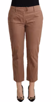 Brown Cotton Tapered Cropped Pants 1