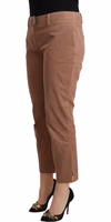 Brown Cotton Tapered Cropped Pants 2