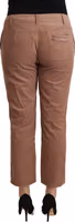 Brown Cotton Tapered Cropped Pants 3