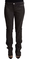 Black Cotton Mid Waist Skinny Pants 1