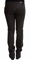 Black Cotton Mid Waist Skinny Pants 3