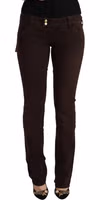 Brown Cotton Stretch Low Waist Slim Fit Denim Jeans 1
