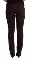 Brown Cotton Stretch Low Waist Slim Fit Denim Jeans 3