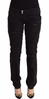 Black Cotton Distressed Low Waist Slim Fit Denim Jeans 1