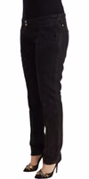 Black Cotton Distressed Low Waist Slim Fit Denim Jeans 2