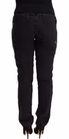 Black Cotton Distressed Low Waist Slim Fit Denim Jeans 3
