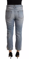 Light Blue Distressed Mid Waist Cropped Denim Jeans 3