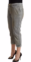 Gray 100% Cotton Mid Waist Skinny Cropped Pants 2