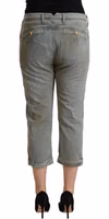 Gray 100% Cotton Mid Waist Skinny Cropped Pants 3