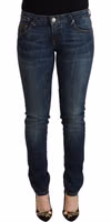 Blue Washed Cotton Slim Fit Denim Low Waist Jeans 1