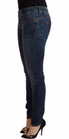 Blue Washed Cotton Slim Fit Denim Low Waist Jeans 2