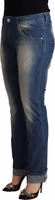 Blue Washed Mid Waist Folded Hem Skinny Jeans 2