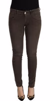 Brown Cotton Slim Fit Denim Low Waist Jeans 1