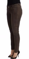 Brown Cotton Slim Fit Denim Low Waist Jeans 2