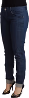 Blue Cotton Low Waist Skinny Denim Folded Hem Jeans 2